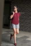 Áo cotton cổ tròn dáng suông dài chùm mông
