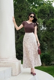 (3 màu) Chân váy xoè rủ hoa tiết hoa hồng