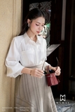 Áo sơ mi suông vừa dáng cổ Đức