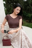 (3 màu) Chân váy xoè rủ hoa tiết hoa hồng