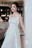 Đầm maxi hoa chiffon hai dây cách điệu