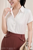 Áo sơ mi suông cổ Đức tay chờm