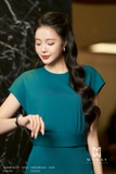 Chân váy A cotton cạp cao có xẻ sau