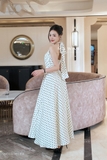 Đầm maxi hoa chiffon hai dây cách điệu