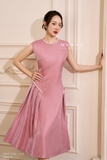 (2 màu) Đầm suông nhẹ không tay đính ngọc