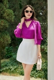 Áo kiểu tay lỡ cổ cut-out phối vạt