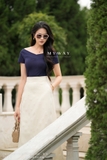(5 màu) Chân váy xòe hoạ tiết hoa dập nổi