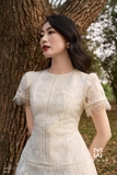 Đầm xòe ren ngắn tay cổ tròn