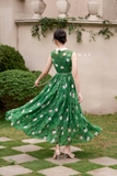 Đầm maxi Tơ không tay họa tiết hoa