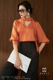 (2 màu) Áo kiểu tay lỡ cổ cut-out phối vạt