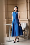 Đầm xòe xếp ly dáng cổ tròn