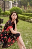 Đầm sơ mi suông họa tiết hoa