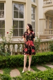 Đầm sơ mi suông họa tiết hoa