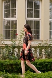 Đầm sơ mi suông họa tiết hoa