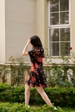 Đầm sơ mi suông họa tiết hoa