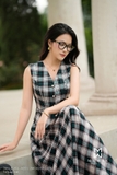 (2 màu) Chân váy xòe Linen trơn cạp cao