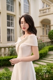 (2 màu) Đầm dự tiệc Taffeta trễ vai