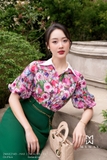 Áo sơ mi hoa cổ Đức tay bồng
