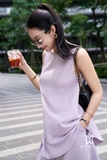 (3 màu) Áo cổ tròn không tay dài qua mông
