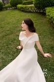 (2 màu) Đầm dự tiệc Taffeta trễ vai
