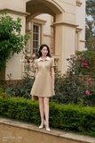 Đầm xòe ngắn tay cổ Đức kéo khóa