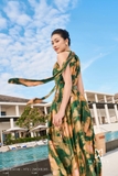 Chân váy xòe xếp ly loang màu cá tính