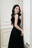 (2 màu) Đầm xòe dáng cổ tròn dài qua bắp