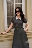 (3 màu) Chân váy xòe Cotton denim cạp cao công sở