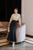 Chân váy xòe rủ Garbadine công sở
