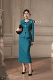 (5 màu) Áo khoác dáng peplum phối cổ biến kiểu