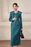 (5 màu) Áo khoác dáng peplum phối cổ biến kiểu