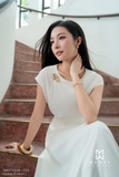 (3 màu) Đầm xòe vai chờm khóa sau qua bắp