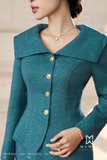 (5 màu) Áo khoác dáng peplum phối cổ biến kiểu