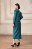 (5 màu) Áo khoác dáng peplum phối cổ biến kiểu