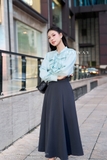 Áo sơ mi suông vừa dáng cổ tàu