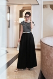 (2 màu) Áo cotton kẻ ngang cổ thuyền