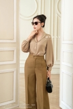 Quần ống đứng Cotton Calico cạp cao