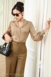 Quần ống đứng Cotton Calico cạp cao