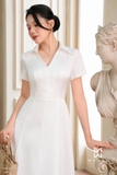 Đầm xòe Lụa họa tiết kẻ chìm