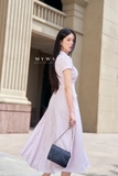 Đầm xòe cổ vest họa tiết kẻ