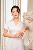 Đầm xòe Lụa họa tiết kẻ chìm