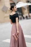 (2 màu) Chân váy xòe rủ Garbadine công sở