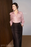 Áo sơ mi cổ Đức đính hoa tay dài