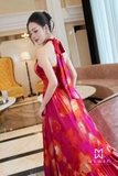 (3 màu) Đầm Maxi Cổ Yếm Dây Đan Chéo