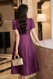 (2 màu) Đầm xoè sự tiệc ngắn tay cổ đính ngọc