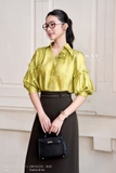 (8 màu) Áo sơ mi tay bồng đính hoa