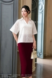 (2 màu) Chân váy A Cotton basic xẻ sườn