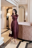 Đầm dự tiệc xếp ly tay chờm