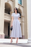 Đầm sơ mi ngắn tay kẻ sọc