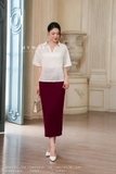 (2 màu) Chân váy A Cotton basic xẻ sườn